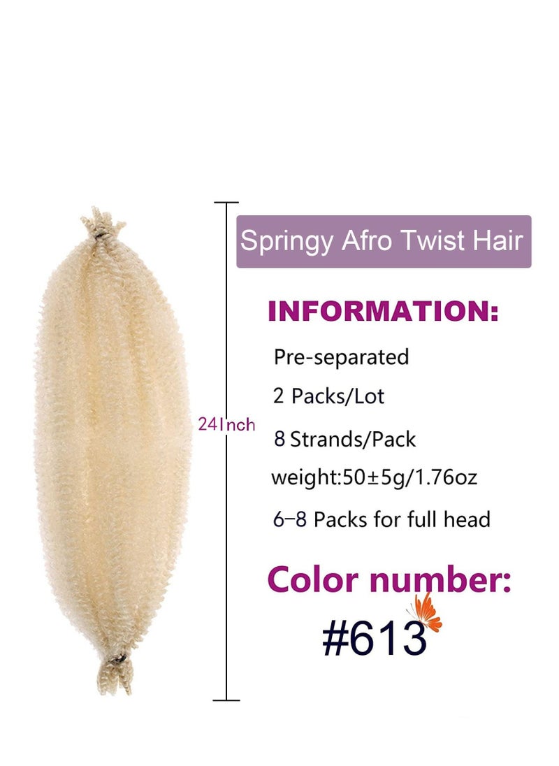 SYOSI - 24 Inch Springy Afro Twist Hair Natural Synthetic Hair Pre Separated Marley Twist Braiding Hair Synthetic Wrapping Hair For Soft Suitable for women 2 PCS - Image 1