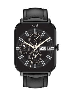 Xcell G8 Talk Pro Smart watch, Heart Rate/Blood Pressure/Oxygen Level Monitoring, Receive & Make Calls,Water Resistance: IP67, 1 Week Battery Life, Compatibility: IOS/Android-Black Leather