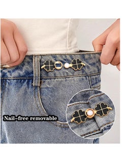 KASTWAVE Pant Waist Tightener, 8 Set 4 Style Jean Button Pins No Sewing Required Pants Clips for Waist, Adjustable Waist Buckle Extender, or Loose Pants, Jeans and Dress, Jean Button Pins  - Image 3