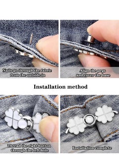 KASTWAVE Pant Waist Tightener, 8 Set 4 Style Jean Button Pins No Sewing Required Pants Clips for Waist, Adjustable Waist Buckle Extender, or Loose Pants, Jeans and Dress, Jean Button Pins  - Image 5