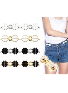 KASTWAVE Pant Waist Tightener, 8 Set 4 Style Jean Button Pins No Sewing Required Pants Clips for Waist, Adjustable Waist Buckle Extender, or Loose Pants, Jeans and Dress, Jean Button Pins  - Image 1
