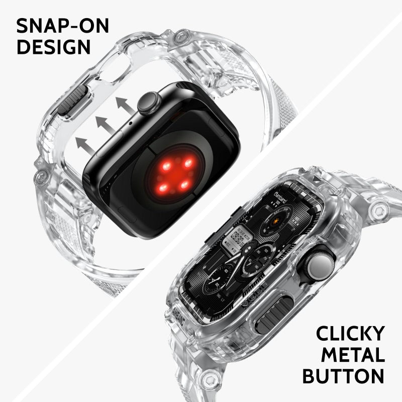 amBand Bands Case Compatible with Apple Watch Series 11/10 46mm for Men Women, M1 Sport Rugged Heavy Duty Cover Tactical Strap Military Grade Protective Bumper Protector for iWatch 46mm Men, Clear - Image 5
