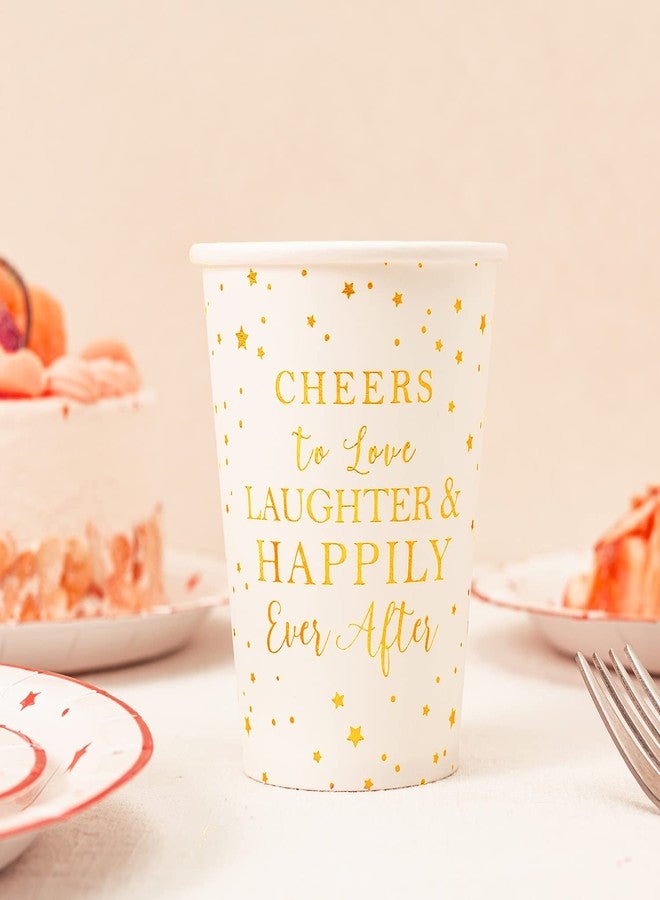 Crisky Gold Bridal Shower Napkins Plates Cups Set for Bride Wedding Engagement Bachelorette Party Decorations Supplies, Disposable Tableware Set of 24 (9" & 7" Plates, Luncheon Napkin, 9oz Cups) - Image 4