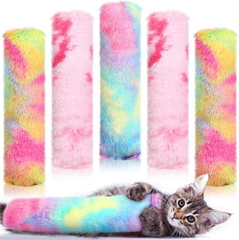 Civaner 6 Pcs 106 Inch Cat Catnip Toys Interactive Kitten Kicker Toy Soft Plush Cat Pillow Sticks Kitten Chasing Chewing Exercising Catnip Toy IndoorPinkBlueYellowCandy - Image 1