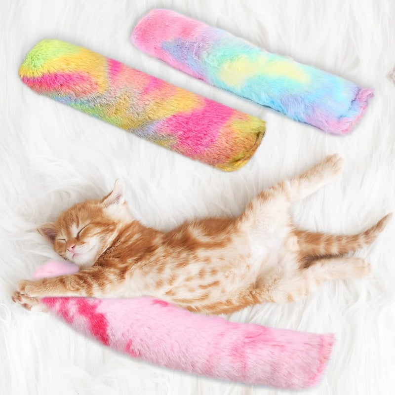 Civaner 6 Pcs 106 Inch Cat Catnip Toys Interactive Kitten Kicker Toy Soft Plush Cat Pillow Sticks Kitten Chasing Chewing Exercising Catnip Toy IndoorPinkBlueYellowCandy - Image 4