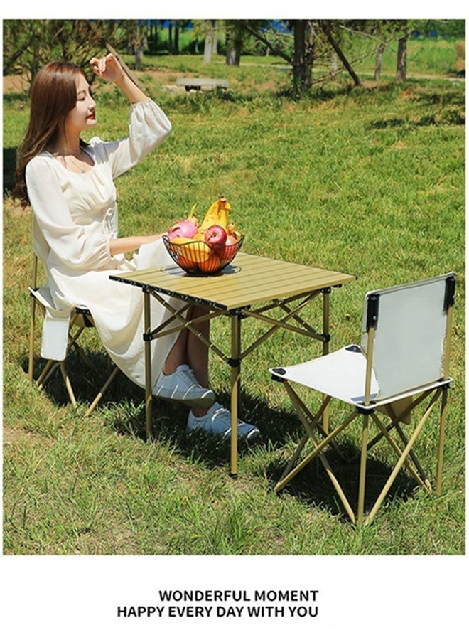 Folding Camping Table, Portable Roll Up Wood Style Tabletop Aluminum Frame Table, Quick Assembly Compact Outdoor Table For Picnic, BBQ, Beach, Fishing & Garden Use - Image 5