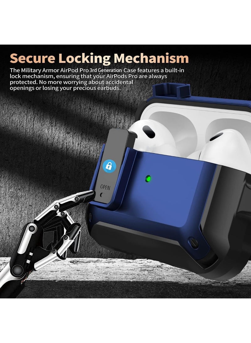 Arabest Airpods Pro 3 Case with Lock Clip, Rugged Apple Airpods Pro 3rd Generation Cover 2025 Men Women, Armor Shockproof iPod Pro3 Gen Protective Hard Shell with Carabiner&Cleaner kit, Black - Image 2