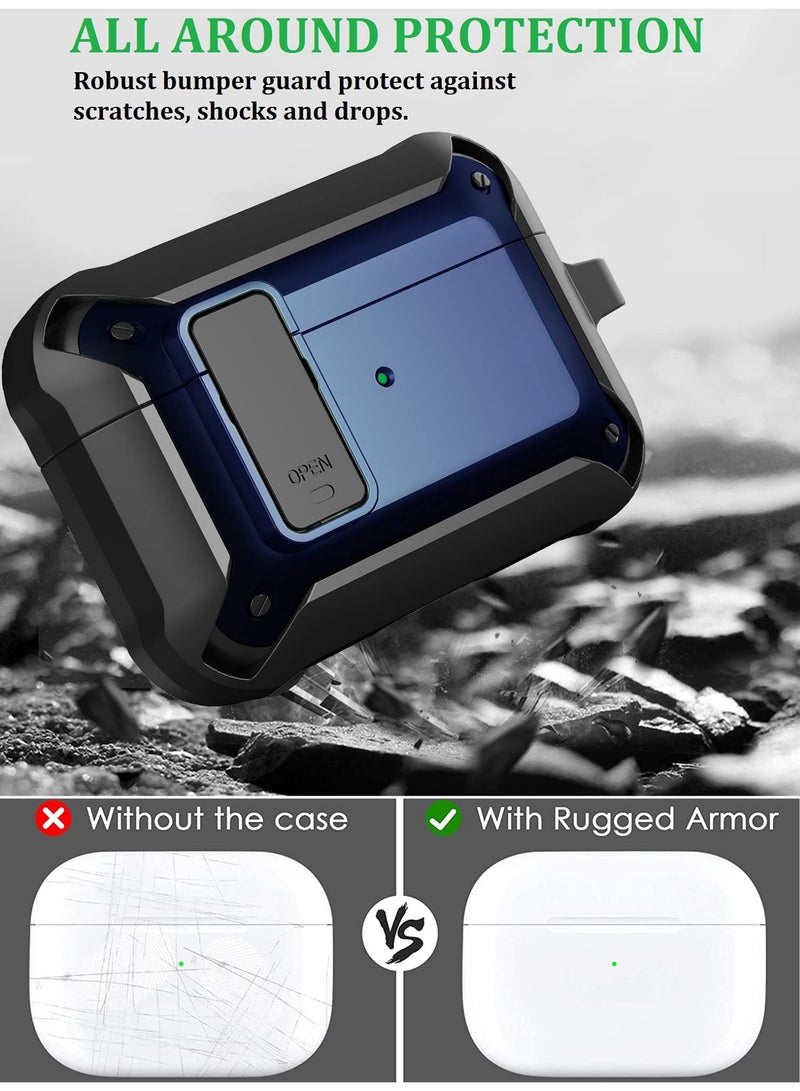 Arabest Airpods Pro 3 Case with Lock Clip, Rugged Apple Airpods Pro 3rd Generation Cover 2025 Men Women, Armor Shockproof iPod Pro3 Gen Protective Hard Shell with Carabiner&Cleaner kit, Black - Image 3