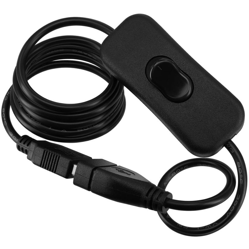 كابل USB مع مفتاح، مجموعة 2 قطعة 1 متر/3 أقدام كابل تمديد ذكر إلى أنثى مع مفتاح هزاز مدمج لتشغيل/إيقاف لجهاز تسجيل القيادة، مصباح مكتب LED، مروحة USB، شريط LED (مجموعة 2 قطعة 3 أقدام) - Image 5