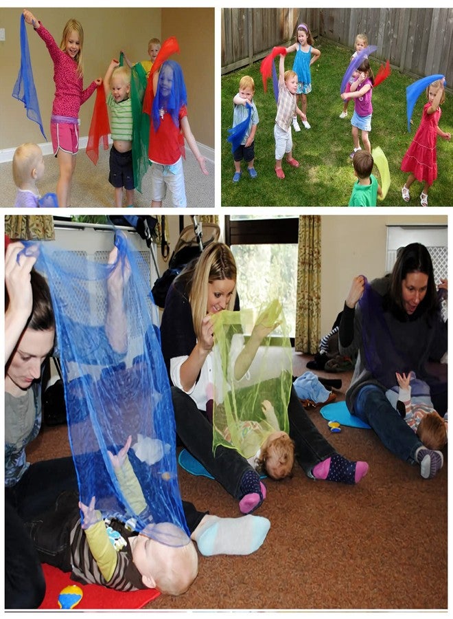 Lolakee Dance Scarves for Kids 12 Pcs Music Scarves Dance Scarf Play Scarves for Children Movement Square Juggling Silk Tricks Scarves Rhythm Band Scarves(6 Colors,24" x 24") - Image 2
