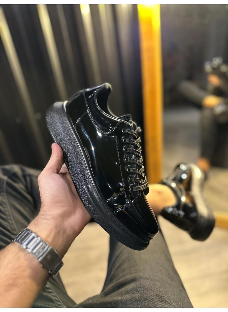KnACK - High Sole Casual Shoe 044 Black Patent Leather (Black Sole) - Image 1