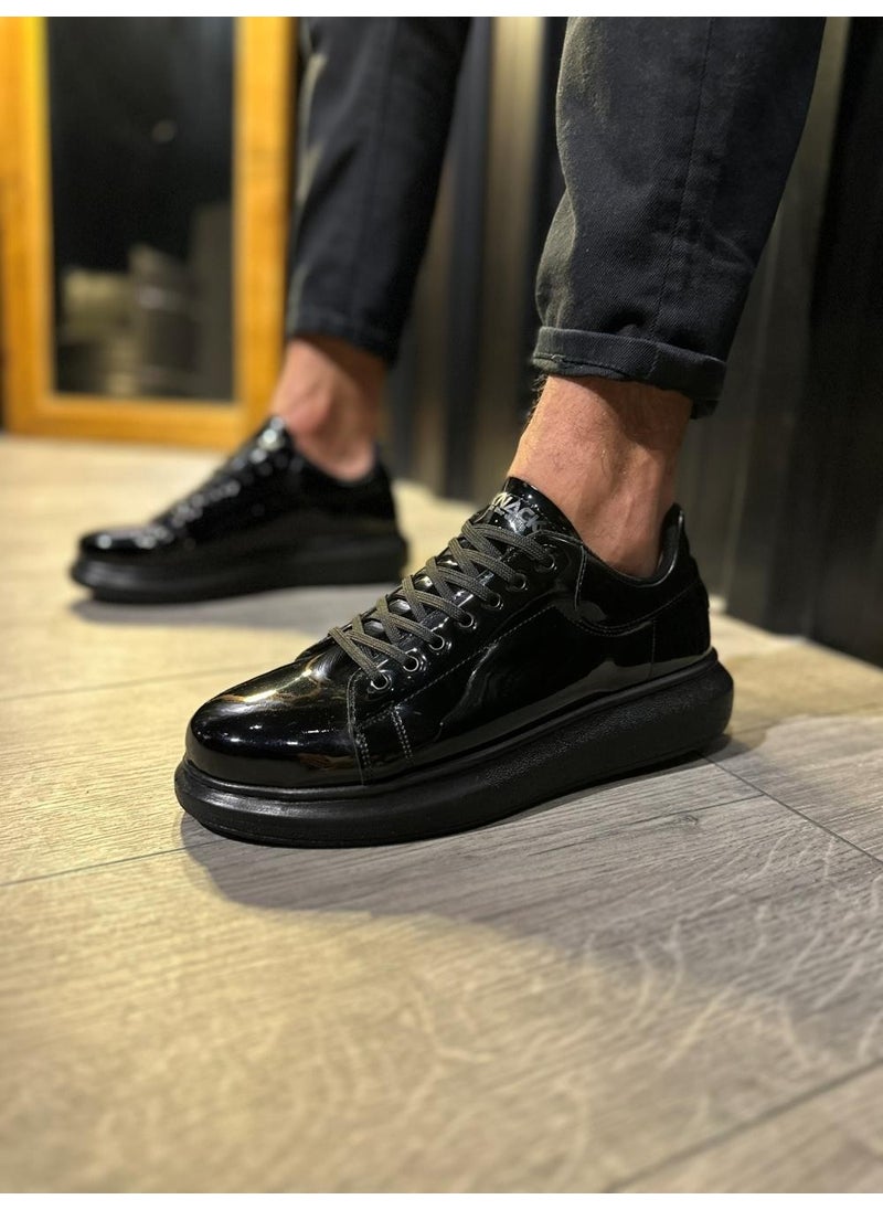 KnACK - High Sole Casual Shoe 044 Black Patent Leather (Black Sole) - Image 1
