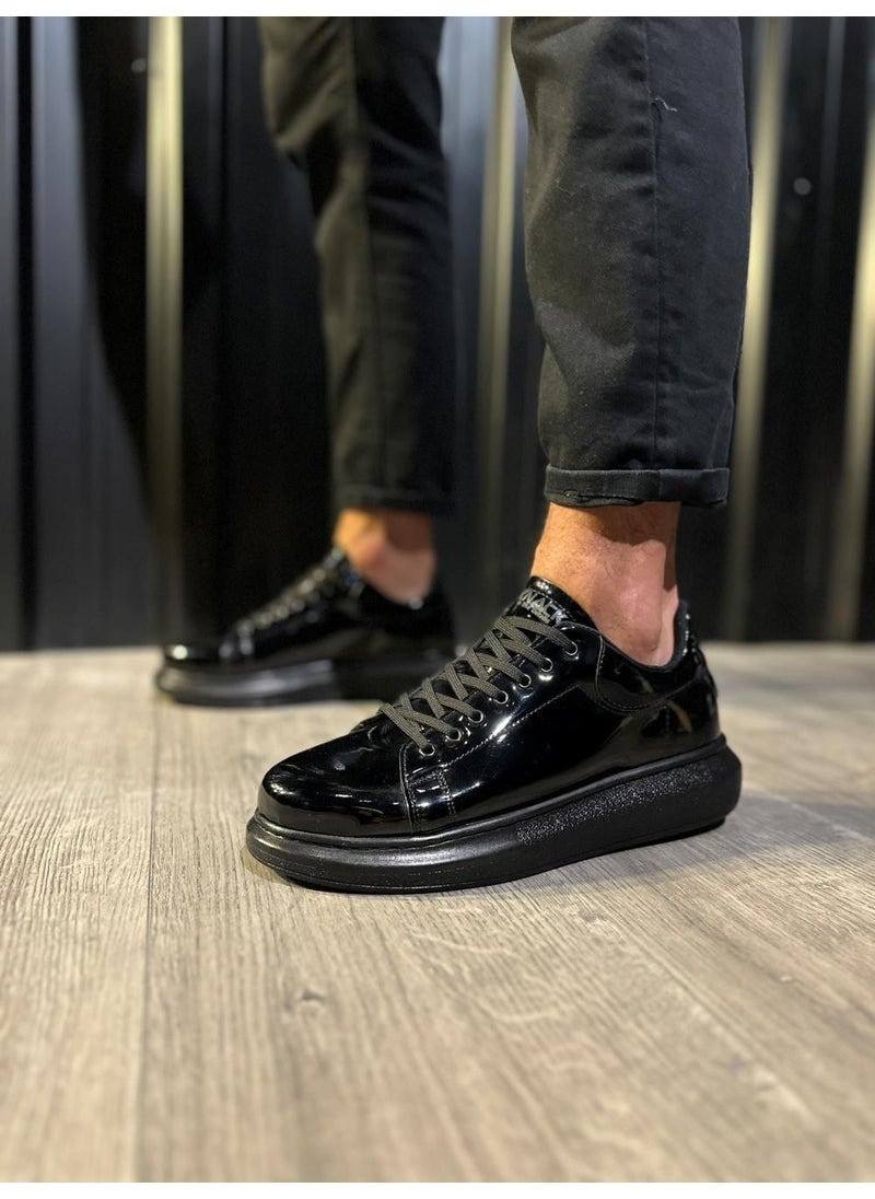 KnACK - High Sole Casual Shoe 044 Black Patent Leather (Black Sole) - Image 1