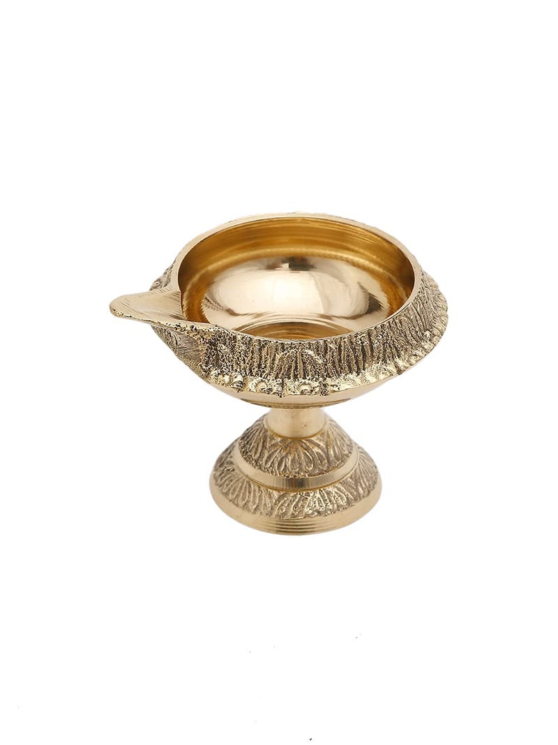 GUG Brass Traditional Brass Kubera Vilakku with Stand/Traditional Puja Diya Lamp with Stand/Pooja Lamp Pooja Home Decor Set of 2 (2inch) - Image 3
