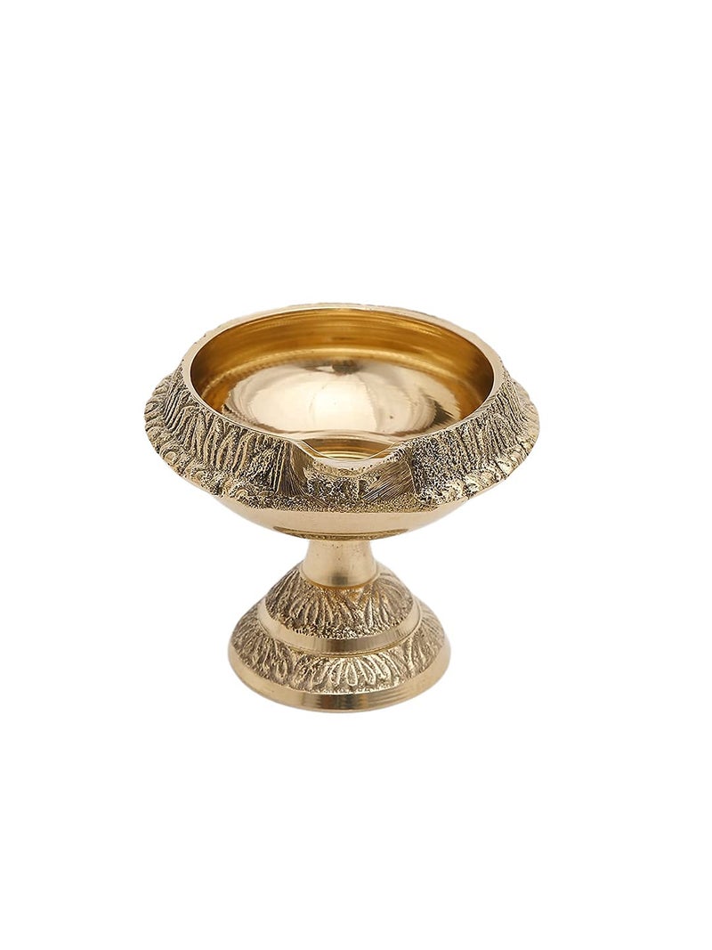 GUG Brass Traditional Brass Kubera Vilakku with Stand/Traditional Puja Diya Lamp with Stand/Pooja Lamp Pooja Home Decor Set of 2 (2inch) - Image 4
