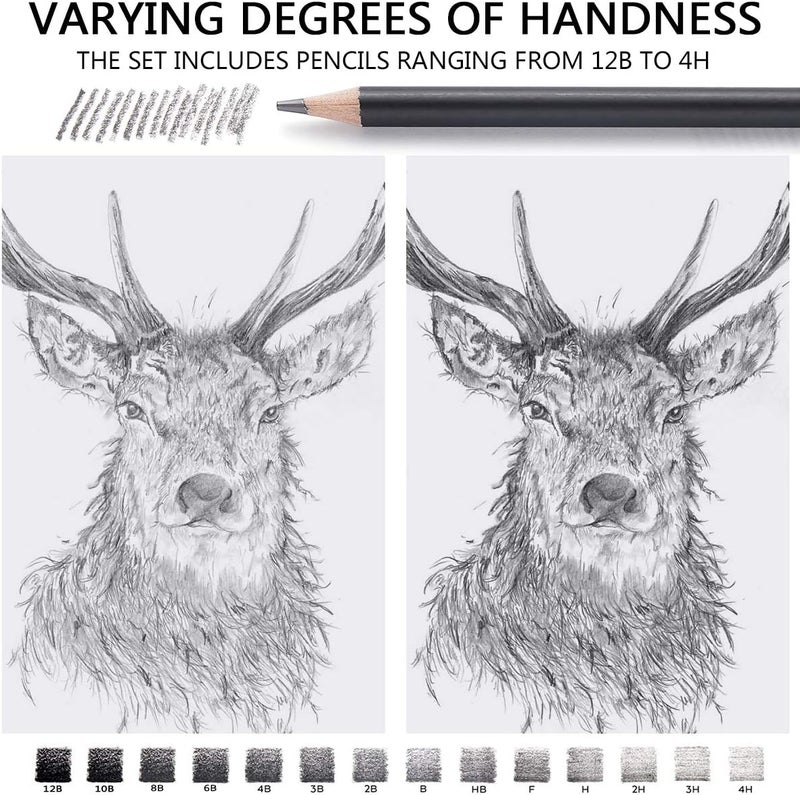 MARKART Professional Drawing Sketching Pencil Set - 14 Pieces,Graphite,(12B - 4H), Ideal for Drawing Art, Sketching, Shading, Artist Pencils for Beginners & Pro Artists - Image 5