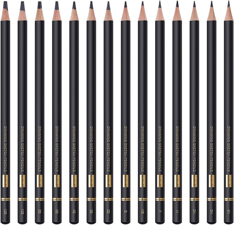 MARKART Professional Drawing Sketching Pencil Set - 14 Pieces,Graphite,(12B - 4H), Ideal for Drawing Art, Sketching, Shading, Artist Pencils for Beginners & Pro Artists - Image 2