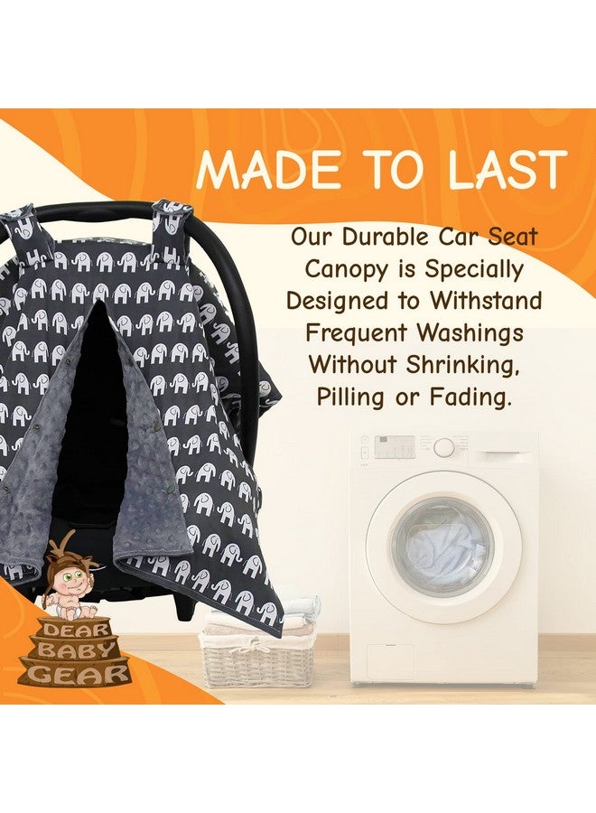 Dear Baby Gear Car Seat Canopy - Infant Car Seat Cover for Maximum Protection and Style - Soft and Breathable - Carseat Canopies for Boys and Girls - Elephants on Gray/Gray Dot - 40"x30" - Image 4