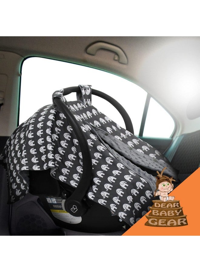 Dear Baby Gear Car Seat Canopy - Infant Car Seat Cover for Maximum Protection and Style - Soft and Breathable - Carseat Canopies for Boys and Girls - Elephants on Gray/Gray Dot - 40"x30" - Image 3