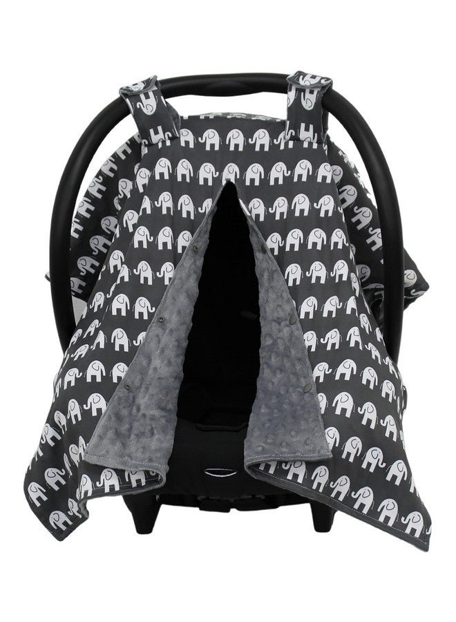Dear Baby Gear Car Seat Canopy - Infant Car Seat Cover for Maximum Protection and Style - Soft and Breathable - Carseat Canopies for Boys and Girls - Elephants on Gray/Gray Dot - 40"x30" - Image 1
