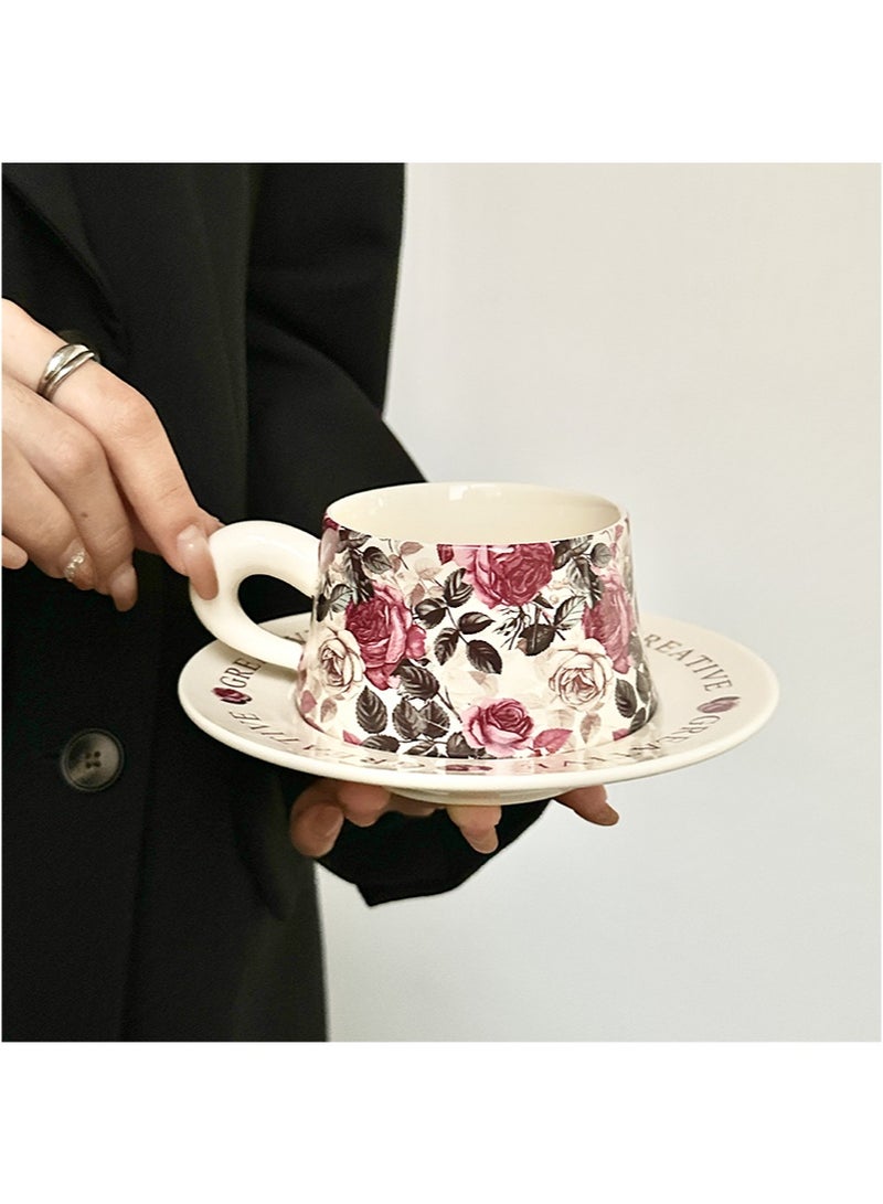 ايكانبو مجموعة صندوق هدايا من فناجين القهوة والصحون الخزفية، تصميم زهور عتيق، مثالية لمحبي الإسبريسو أو الشاي أو القهوة، معبأ في صندوق هدايا للمنزل أو المكتب أو المناسبات الخاصة (وردة حمراء) - Image 5