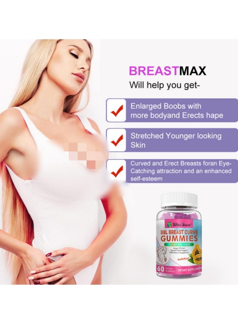 Wins Town Essential for Women's Fitness! 60 - Gummy Pack of Natural Botanical Blend Berry - Flavored Chest Firming and Lifting Gummies. With Multivitamins, Shape Charming Curves, Boost Confidence, and Enhance Workout Results  - Image 5