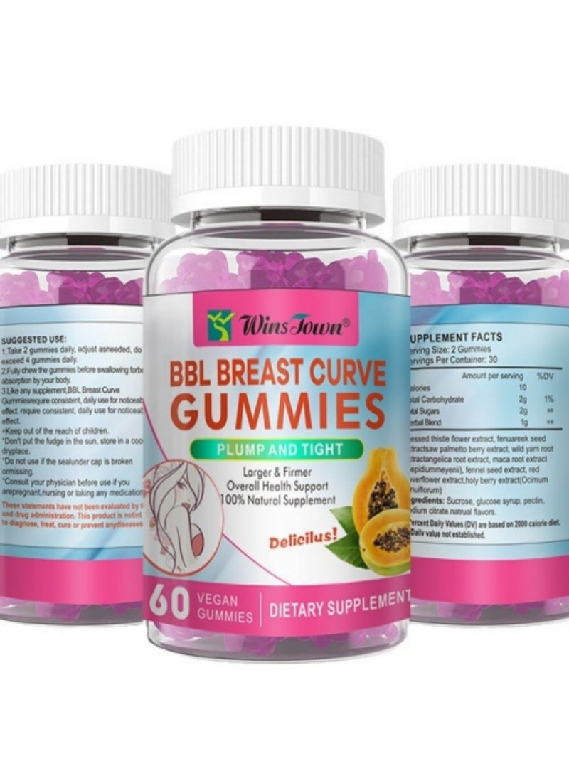 Wins Town Essential for Women's Fitness! 60 - Gummy Pack of Natural Botanical Blend Berry - Flavored Chest Firming and Lifting Gummies. With Multivitamins, Shape Charming Curves, Boost Confidence, and Enhance Workout Results  - Image 1