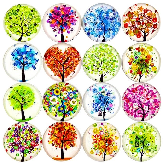 ALIGLE 16PCS BEAUTIFUL GLASS REFRIGERATOR MAGNETS FRIDGE STICKERS FUNNY FOR OFFICE CABINETS WHITEBOARDS DECORATIVE PHOTO ABSTRACT TREE OF LIFE