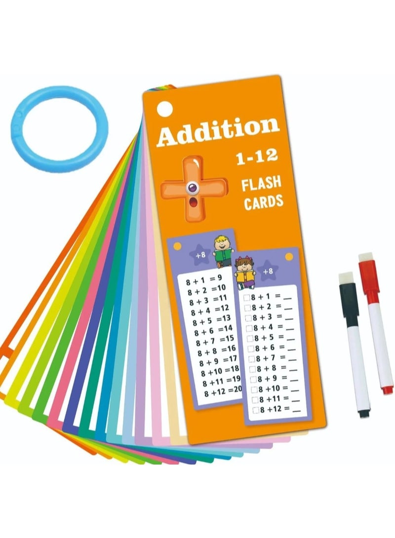 i diD 4 Sets of Math Flash Cards, Addition Subtraction Multiplication & Division All Facts & Games, school Supplies Classroom Learning with 8 pens - Image 3