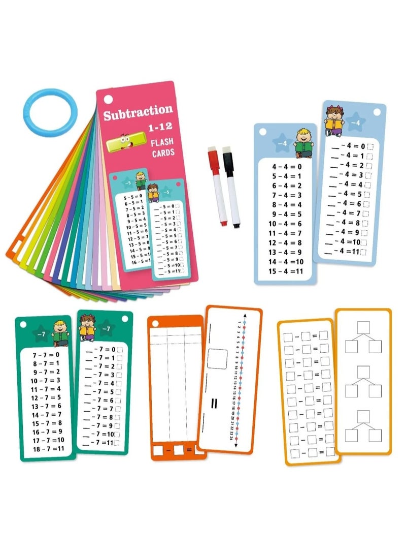 i diD 4 Sets of Math Flash Cards, Addition Subtraction Multiplication & Division All Facts & Games, school Supplies Classroom Learning with 8 pens - Image 5