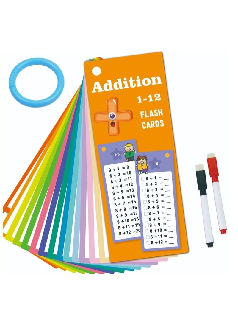 i diD 4 Sets of Math Flash Cards, Addition Subtraction Multiplication & Division All Facts & Games, school Supplies Classroom Learning with 8 pens - Image 4