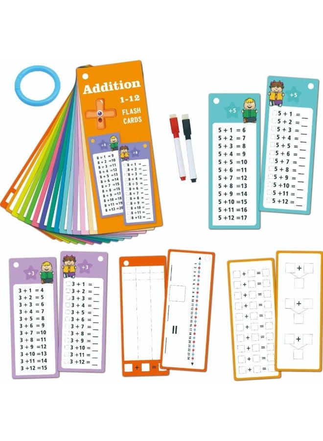 i diD 4 Sets of Math Flash Cards, Addition Subtraction Multiplication & Division All Facts & Games, school Supplies Classroom Learning with 8 pens - Image 2