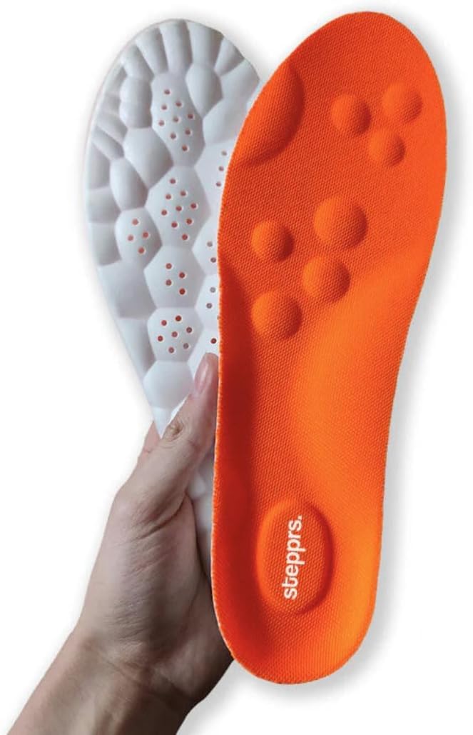 Stepprs Original Stepprs Comfort Shoe Insoles for Men Women Adjustable Size 4D Memory Foam Cloud Soles Arch Support Improved Posture (Orange, US Men 8-13.5) - Image 1