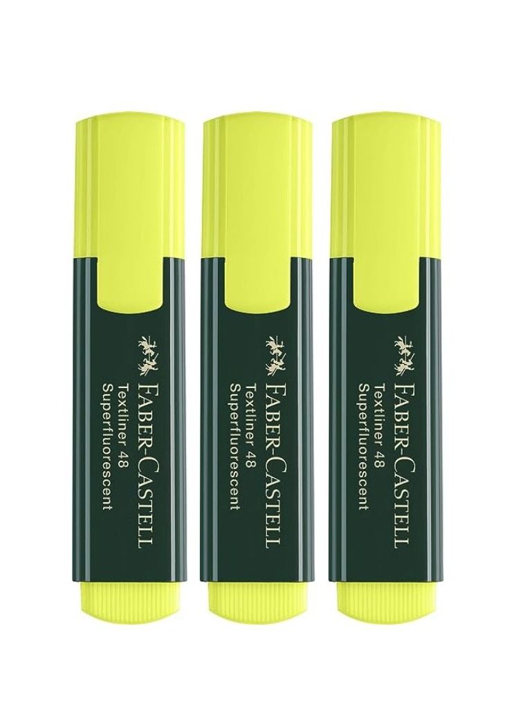 FABER-CASTELL Chisel Tip Highlighter yellow 3Pieces - Image 1