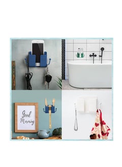 SYOSI Wall Mount Phone Holder with Hooks, Self-Adhesive Wall Organizer Storage Box, for Bedroom Bathroom Office and More  - Image 2