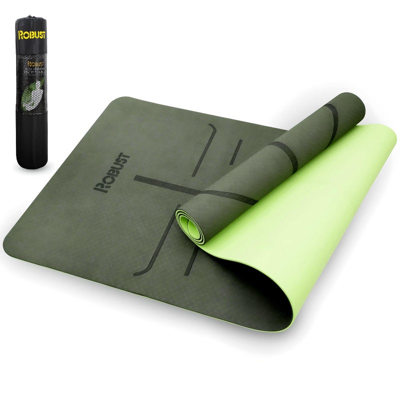 Robust NonSlip Yoga Mat with Strap TPE EcoFriendly Workout Mat for Yoga with Position Lines and Texture Surface Gym Mat for Women Men Pilates and Exercises Anti Tear Sweat Proof Exercise Mat - Image 2