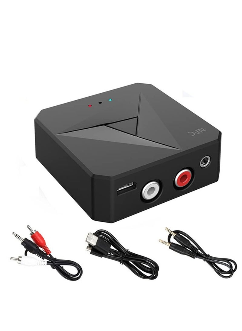 SYOSI SYOSI Bluetooth 5.0 Transmitter Receiver, 2-In-1 Bluetooth Transmitter NFC Bluetooth Receiver Wireless Audio Bluetooth Adapter with 3.5mm Jack and RCA for TV Home Stereo Car Pc Home Theater  - Image 1