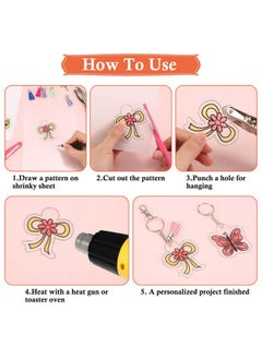 cridoz cridoz 162 Shrinky Sheets Keychain kit, Including 20 Sheets Shrinky Plastic Paper, Tassels, Keychain Clip, Split Key Rings, Key Rings with Chain, Jump Rings, Hole Punch for Creative  - Image 5