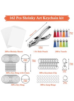 cridoz cridoz 162 Shrinky Sheets Keychain kit, Including 20 Sheets Shrinky Plastic Paper, Tassels, Keychain Clip, Split Key Rings, Key Rings with Chain, Jump Rings, Hole Punch for Creative  - Image 2