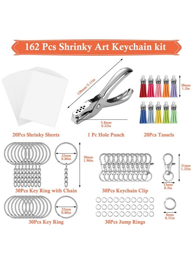 cridoz - cridoz 162 Shrinky Sheets Keychain kit, Including 20 Sheets Shrinky Plastic Paper, Tassels, Keychain Clip, Split Key Rings, Key Rings with Chain, Jump Rings, Hole Punch for Creative - Image 1