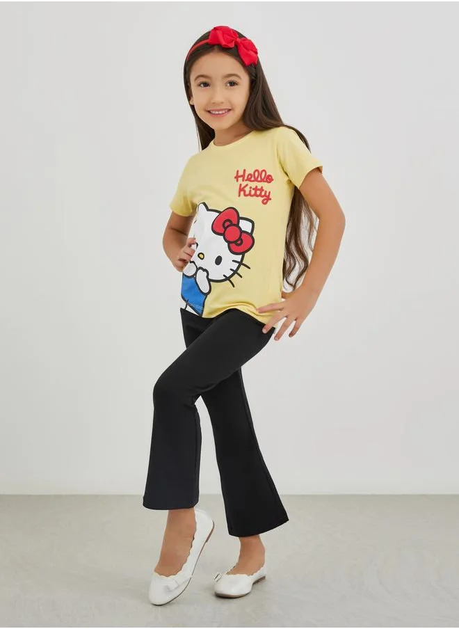 Styli Styli Girls Hello Kitty Print Short Sleeve T-Shirt
