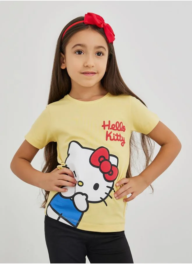 Styli Styli Girls Hello Kitty Print Short Sleeve T-Shirt