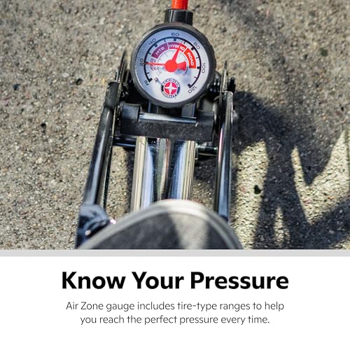 SCHWINN مضخة هواء شوان إير بيس بلس، مقياس ضغط إير زون، مضخة هواء عالية الضغط، فوهة مزدوجة تناسب صمامات شرايدر وبريستا، بحد أقصى 120 PSI، سوداء - Image 4
