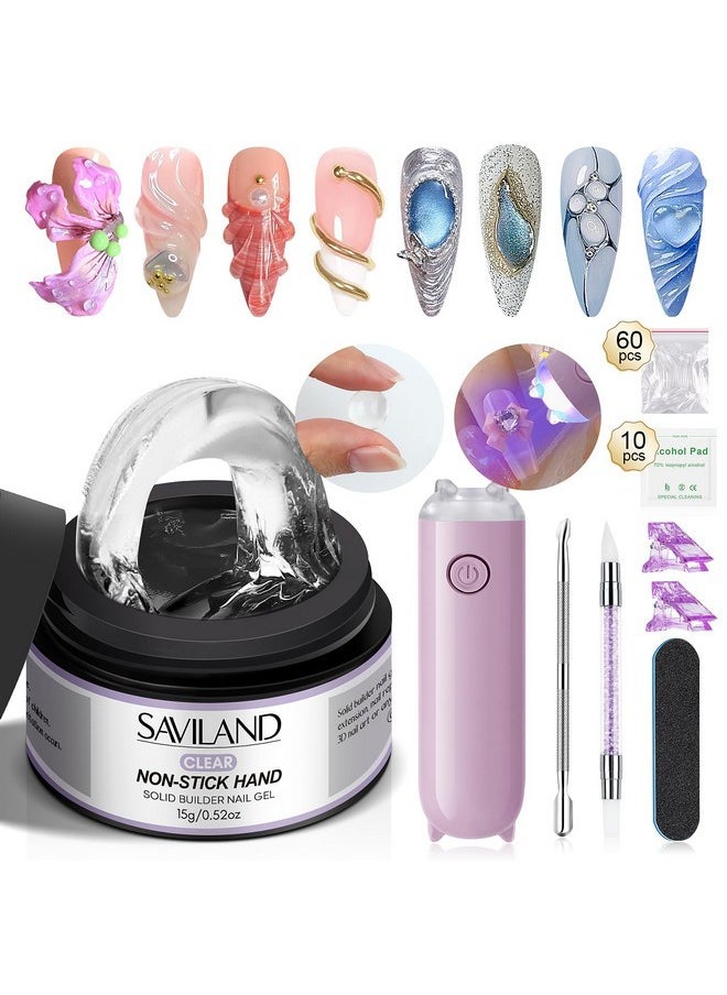 Saviland Pro-Hard Solid Builder Nail Gel For Nails: 2024 Ultra-Strength | Non-Sticky | Clear 3D Nail Gel With U V Lamp For 3D Nail Carving Emboss & Fast Extension Professional Use Salon  - Image 1