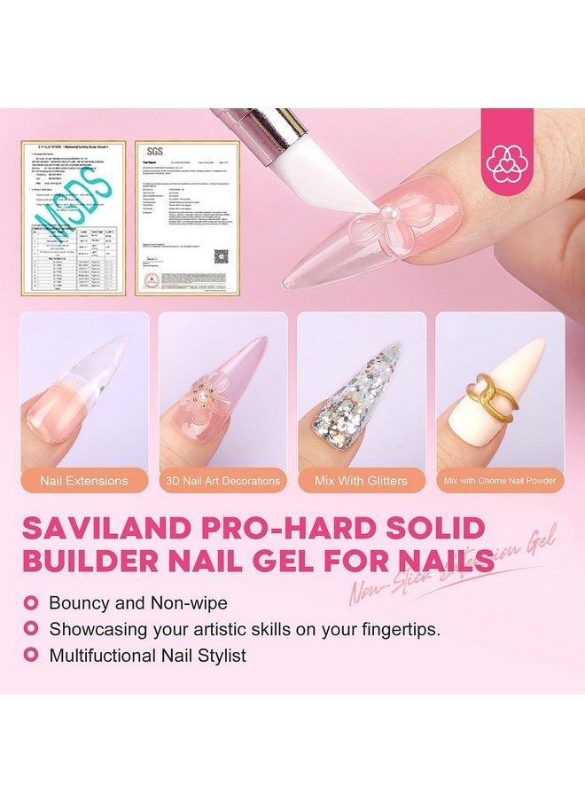 Saviland Pro-Hard Solid Builder Nail Gel For Nails: 2024 Ultra-Strength | Non-Sticky | Clear 3D Nail Gel With U V Lamp For 3D Nail Carving Emboss & Fast Extension Professional Use Salon  - Image 2