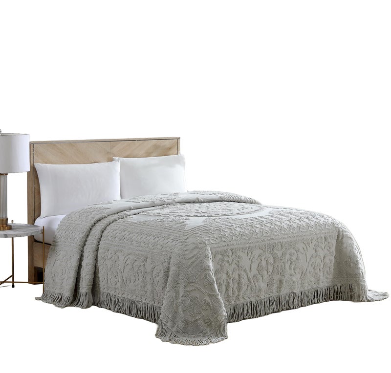 Beatrice Home Fashions Medallion Chenille Bedspread, Twin, Gray - Image 1
