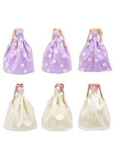 E-TING ETING 5pcs Fashion Gorgeous Princess Wedding Party Gown Dresses Clothes with Floralprint Voile all around for Girl DollRandom Pick  - Image 5