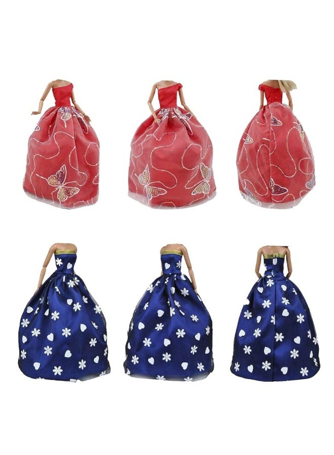 E-TING ETING 5pcs Fashion Gorgeous Princess Wedding Party Gown Dresses Clothes with FloralPrint Voile All Around for Girl DollRandom Pick - Image 4