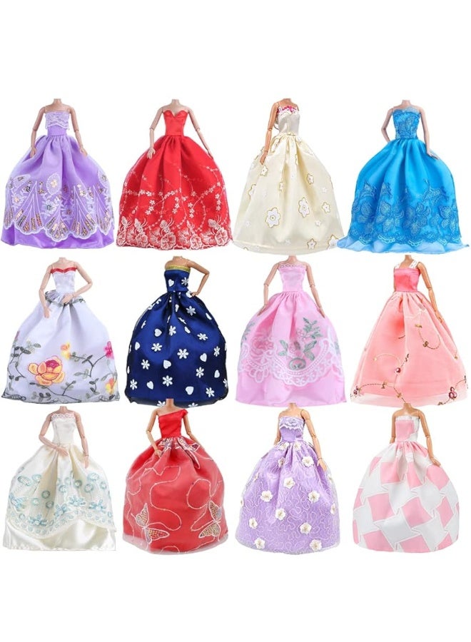 E-TING ETING 5pcs Fashion Gorgeous Princess Wedding Party Gown Dresses Clothes with FloralPrint Voile All Around for Girl DollRandom Pick - Image 2