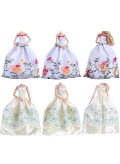 E-TING ETING 5pcs Fashion Gorgeous Princess Wedding Party Gown Dresses Clothes with Floralprint Voile all around for Girl DollRandom Pick  - Image 3